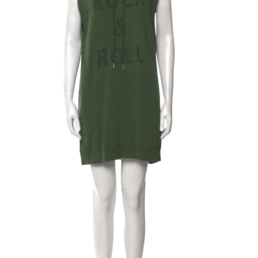 Zadig & Voltaire Hooded Sleeveless Rock & Roll Olive Dress Distressed Medium - Picture 11 of 13